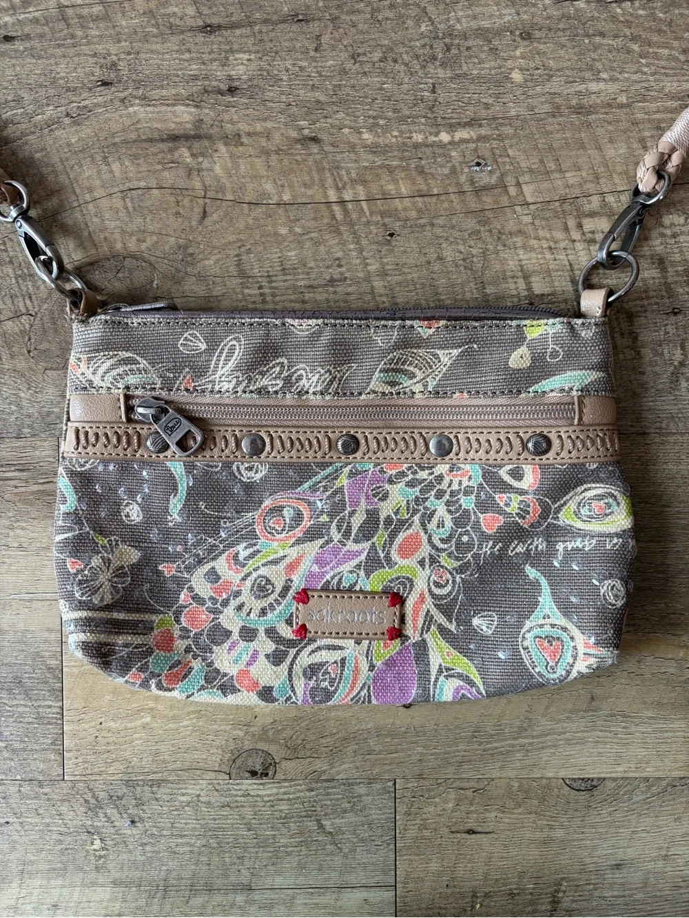 Sakroots Campus Peace Love Song Sequin Crossbody Purse Bag